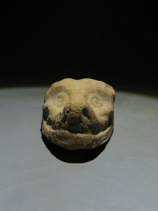 Aztec Terracotta Animal Head Figure.